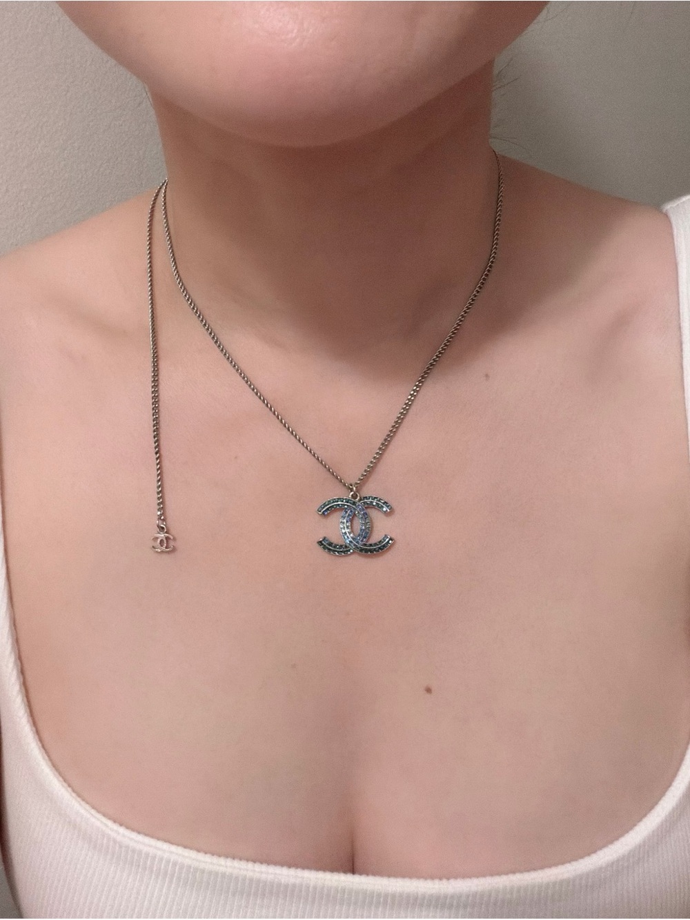 Chanel Crystal Baguette CC Necklace